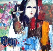 La Gardienne des Larmes - huile sur toile - 130 x 130 cm - 2009